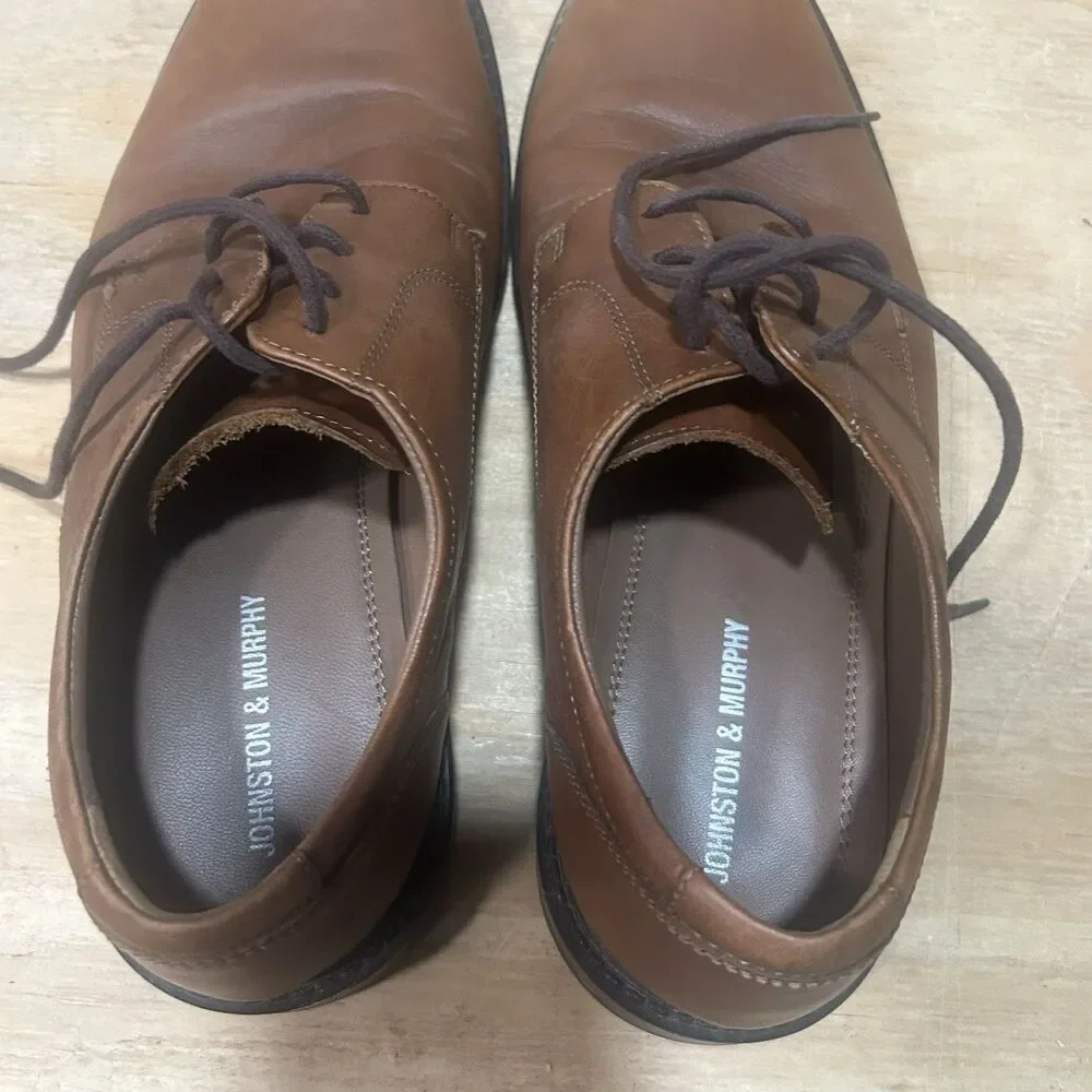 Johnston Murphy Shoes Mens Size 9 Brown Genuine Leather Plain Toe Oxford